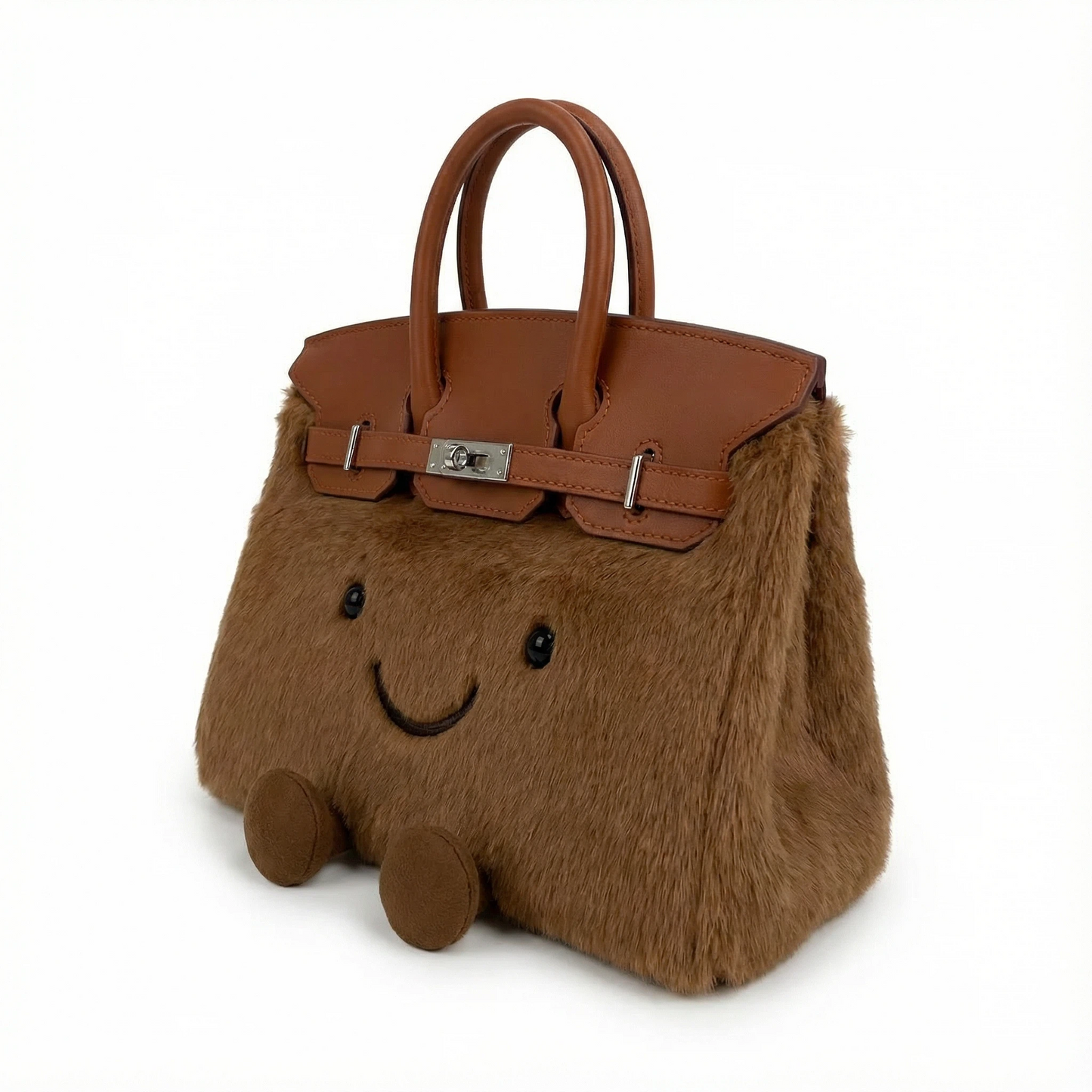 Belgian Chocolate Pop Plush Bag – Soft Luxury Carryall