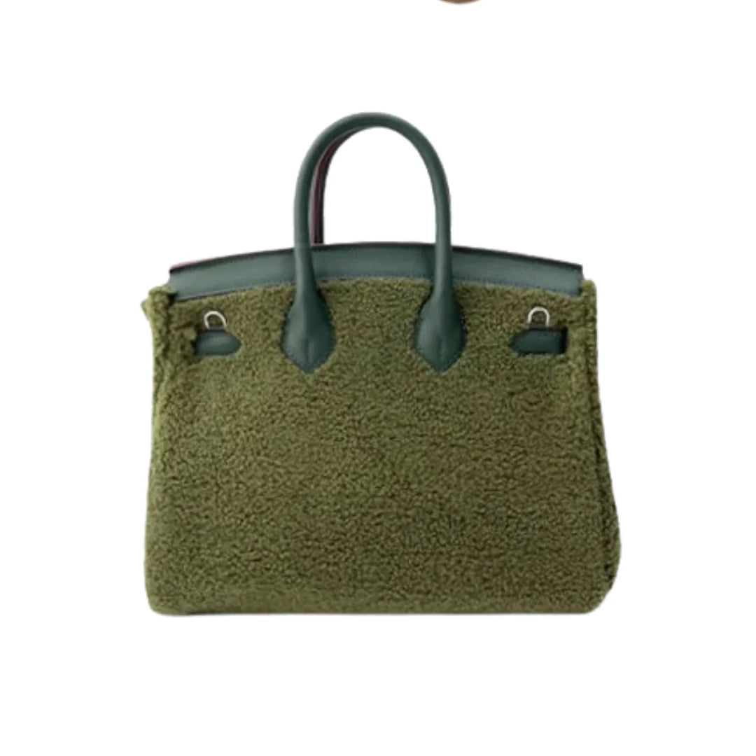 Evergreen Pop Plush Bag – Soft Luxury Carryall