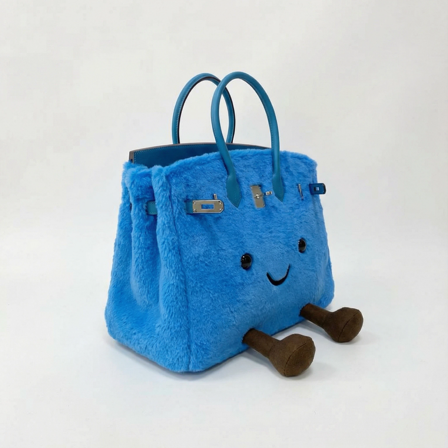 Cosmic Blue Pop Plush Bag – Soft Luxury Carryall