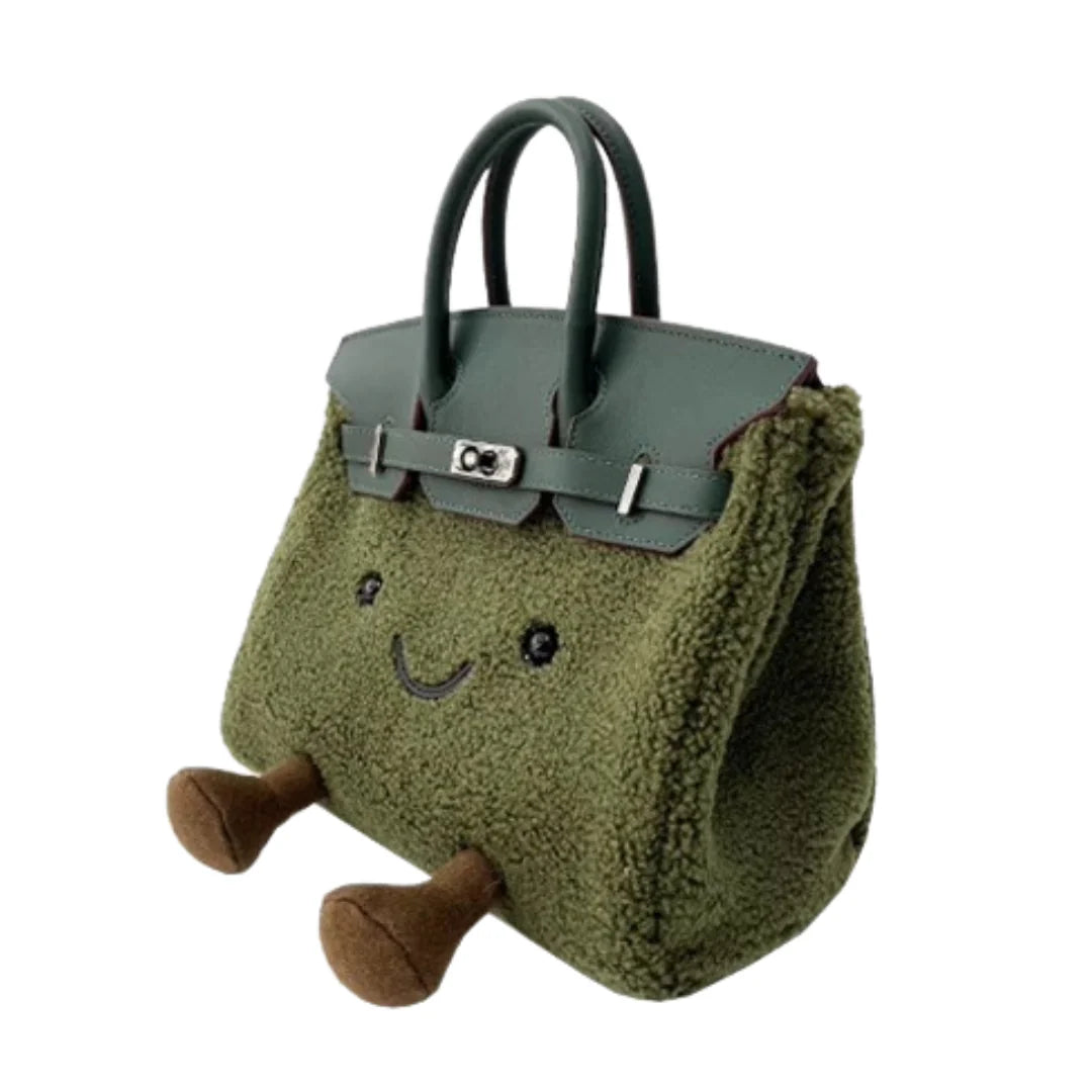 Evergreen Pop Plush Bag – Soft Luxury Carryall