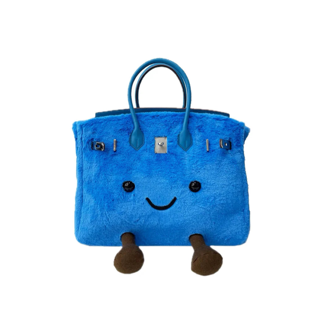 Cosmic Blue Pop Plush Bag – Soft Luxury Carryall