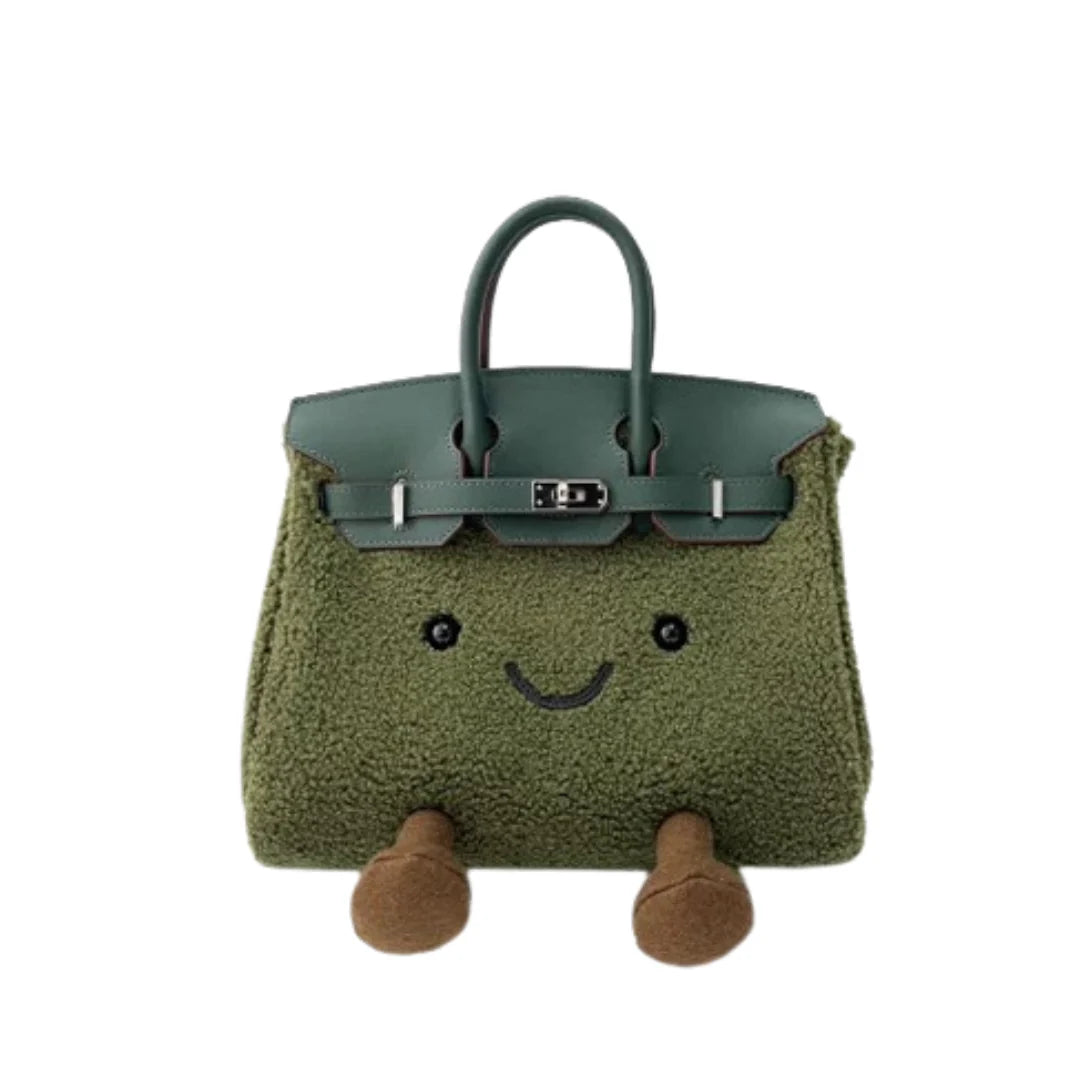 Evergreen Pop Plush Bag – Soft Luxury Carryall
