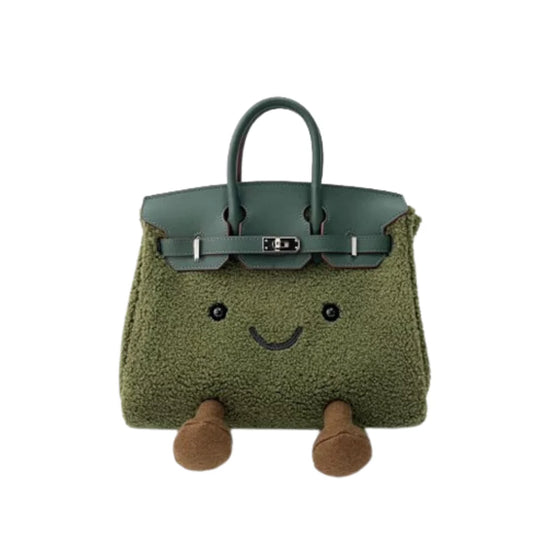 Evergreen Pop Plush Bag – Soft Luxury Carryall