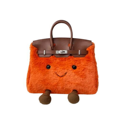 Amber Spark Pop Plush Bag – Soft Luxury Carryall