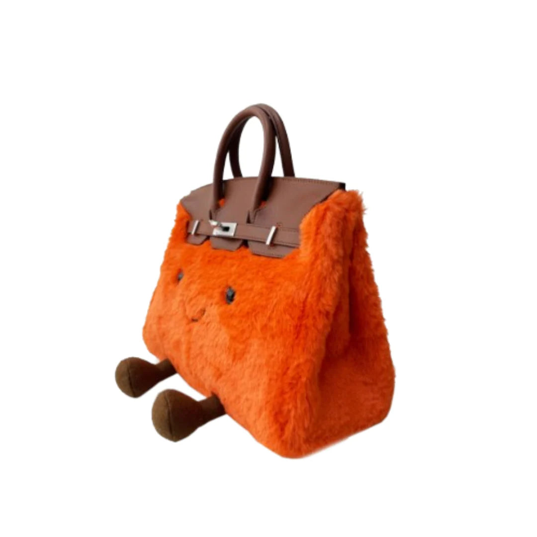 Amber Spark Pop Plush Bag – Soft Luxury Carryall