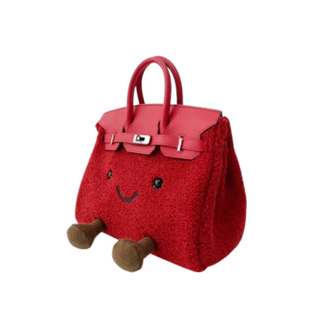 Lucky Garnet Pop Plush Bag – Soft Luxury Carryall